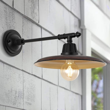 Bonner 12" Farmhouse Industrial Indoor/Outdoor Iron LED Victorian Arm Outdoor Sconce